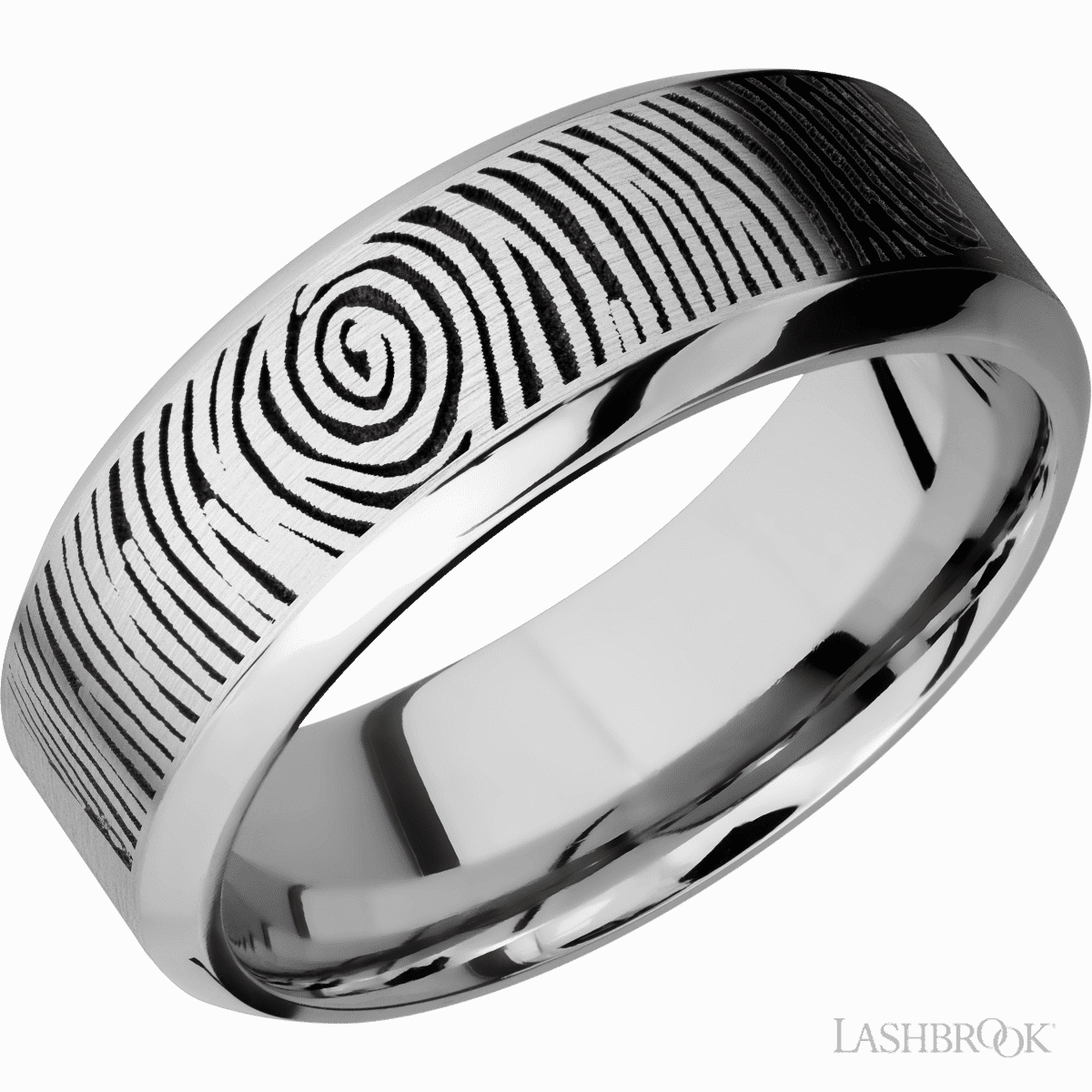 Cobalt Chrome Customized Fingerprint Wedding Band 8mm Subtle Accessory Translucent Material