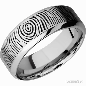 Casual Charm Cobalt Chrome Customized Fingerprint Wedding Band 8mm