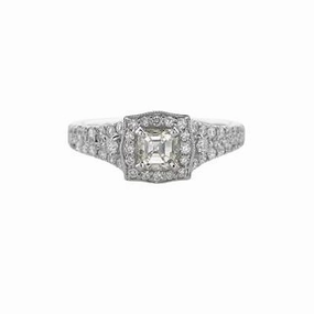 Trendy Object Budget Craft ASSCHER CUT DIAMOND RING WITH DIAMONDS THROUGHOUT SETTING (1.02cttw)