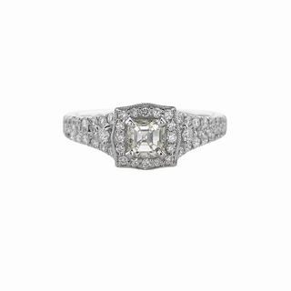 Trendy Object Budget Craft ASSCHER CUT DIAMOND RING WITH DIAMONDS THROUGHOUT SETTING (1.02cttw)