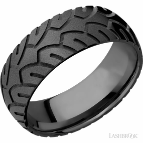 Gift Surprise Brilliant Work Tire Tread Wedding Band Black Zirconium 8mm Wide