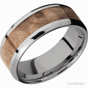 Unique Jewelry Sparkle Look Titanium And Natural Hardwood Wedding Band 8mm