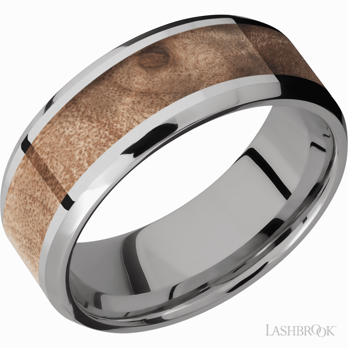 Titanium And Natural Hardwood Wedding Band 8mm Classic Charm Romantic Piece
