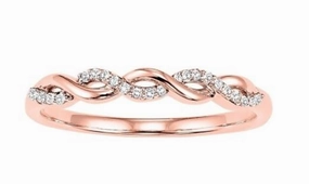 Crossover Stackable Diamond Ring 1/10 Cttw 10K Rose Gold Charming Accent Plated Finish