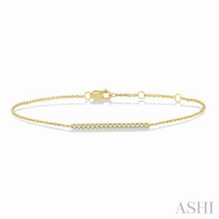 Mood Booster 1/6 Ctw Round Cut Diamond Petite Bar Bracelet in 10K Yellow Gold
