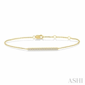 Mood Booster 1/6 Ctw Round Cut Diamond Petite Bar Bracelet in 10K Yellow Gold