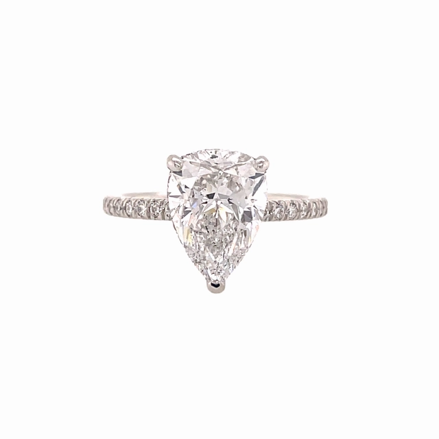 Daily Texture Quality Article Platinum Pear Diamond Hidden Halo Engagement Ring  (2.86cttw)