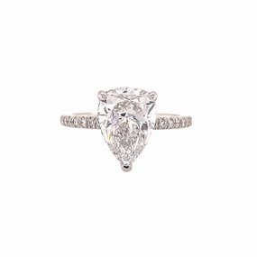 Daily Texture Quality Article Platinum Pear Diamond Hidden Halo Engagement Ring  (2.86cttw)