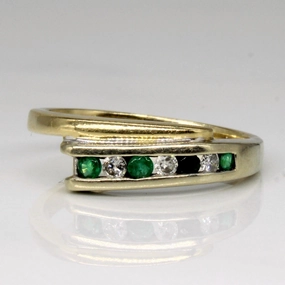 Minimal Sparkle Channel Set Emerald & Diamond Ring | 0.12ctw, 0.09ctw | SZ 7.75 |