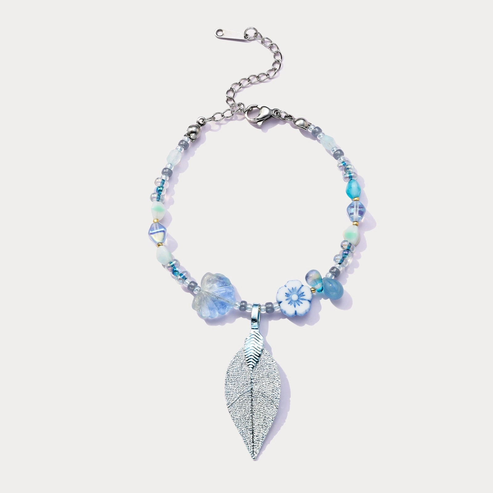 Romantic Fashion Blue Leaf Bead Bracelet