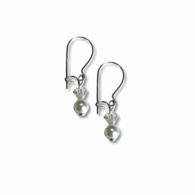 Timeless Piece Gleaming Touch Small Earrings Sterling Silver Made with White Swarovski(R) Crystals and Pearls