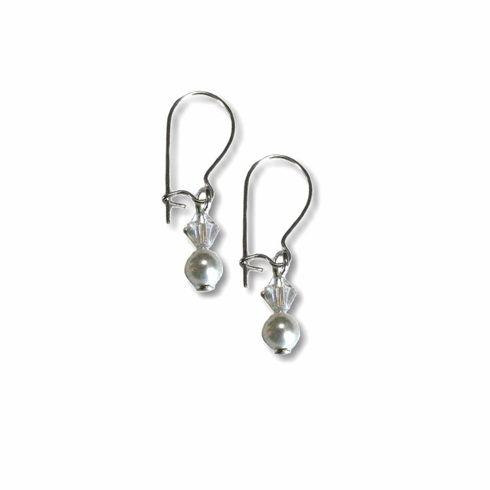 Timeless Piece Gleaming Touch Small Earrings Sterling Silver Made with White Swarovski(R) Crystals and Pearls
