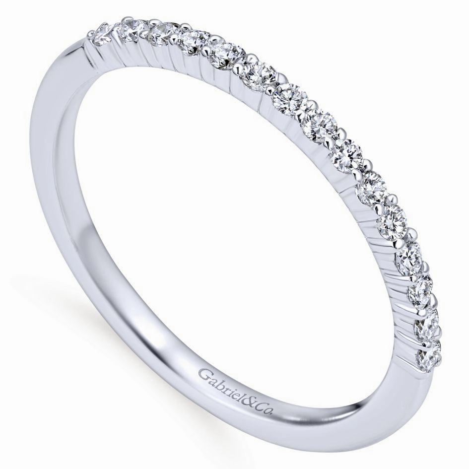 Straight Pave Diamond Wedding Band 14K White Gold 481B Fashionable Symbol