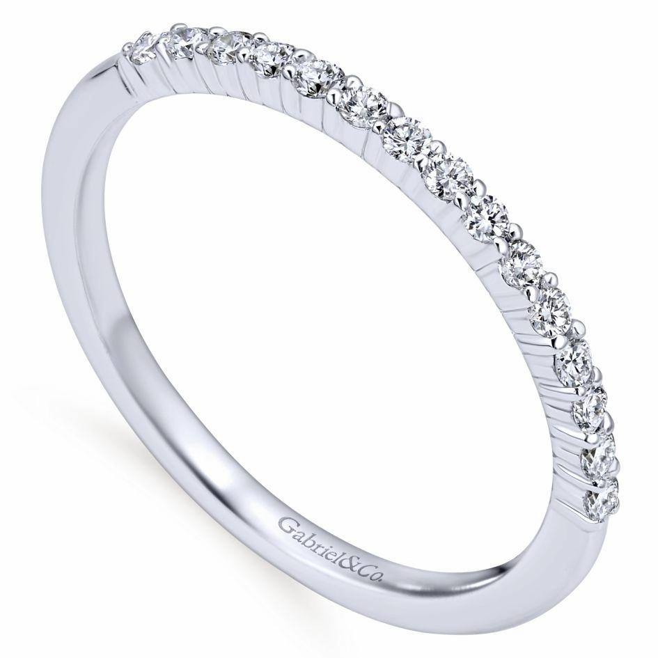 Modern Statement Straight Pave Diamond Wedding Band 14K White Gold 481B