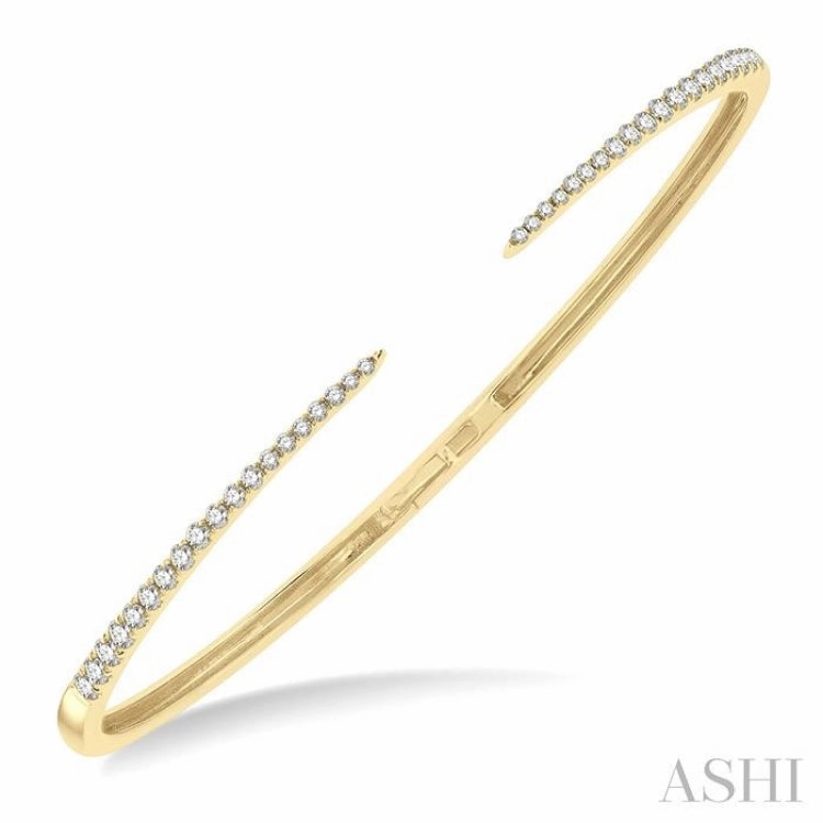 1/2 ctw Round Cut Diamond Claw Cuff Bangle in 14K Yellow Gold Balanced Composition