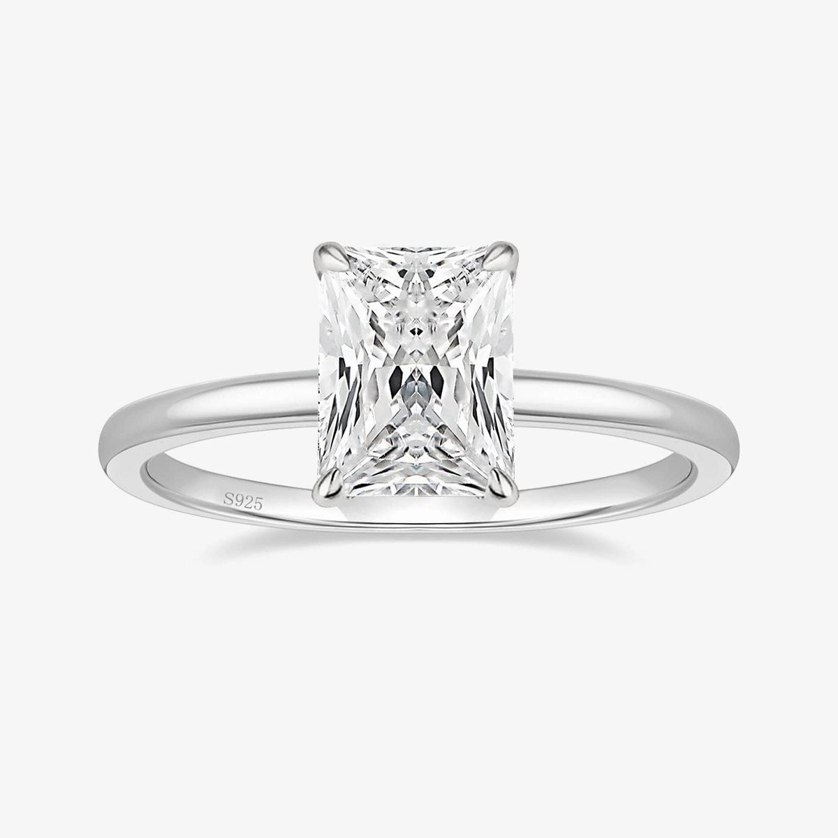 3CT S925 Radiant Cut Cubic Zirconia Engagement Ring Silk Finish