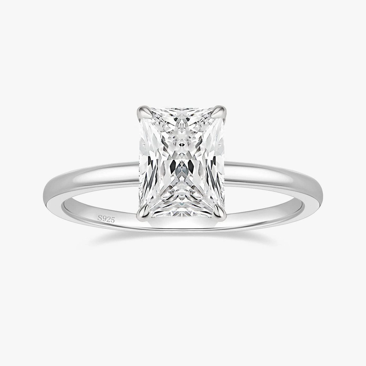 Polished Look 3CT S925 Radiant Cut Cubic Zirconia Engagement Ring