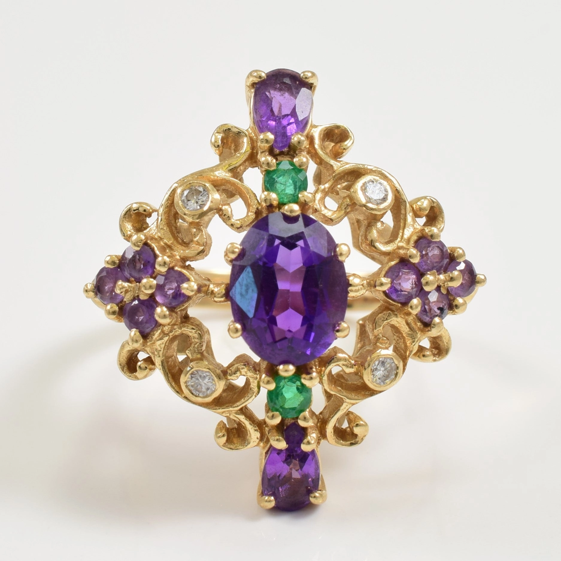 Romantic Design Comfort Design Multi Gemstone & Diamond Ring | 1.00ctw, 0.08ctw | SZ 5.5 |