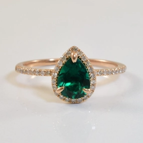 Elegant Shine Synthetic Emerald & Diamond Ring | 0.90ct, 0.15ctw | SZ 6.75 |