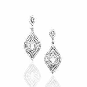 Sterling Silver Marquis CZ Micropave Earrings Fashion Statement Luxury Style