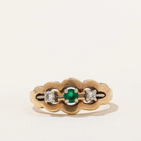 Emerald & Diamond Ring | 0.17ct, 0.14ctw | SZ 5.75 | Rich Texture