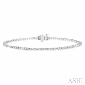 1 Ctw Tri-Prong Round Cut Diamond Tennis Bracelet in 14K White Gold Favorable Amalgamations Proven Sight