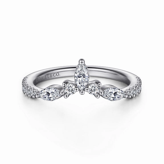 Tulsie - Curved-14K White Gold Diamond Anniversary Band - 0.45 ct Versatile Fit Hypoallergenic Accessory