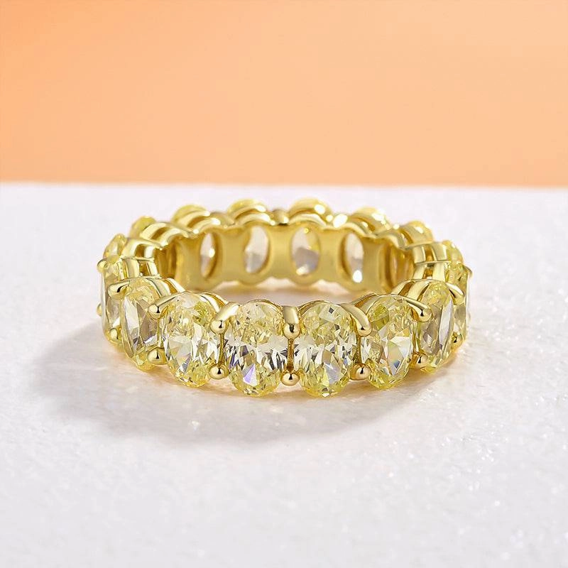 Brunch Date Personalized Craft Louily Gorgeous Yellow Gold Oval Cut Yellow Sapphire Wedding Band For Women In Sterling Silver