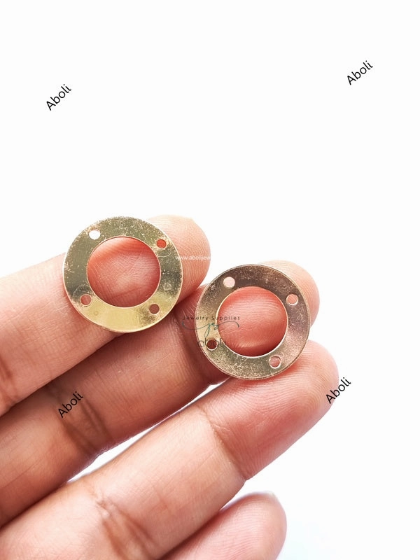 Rose gold disc connector with 4 holes Flat Metal donut connector Jewellery Component Glossy finish MACU16 Sparkle Focus Contemporary Design