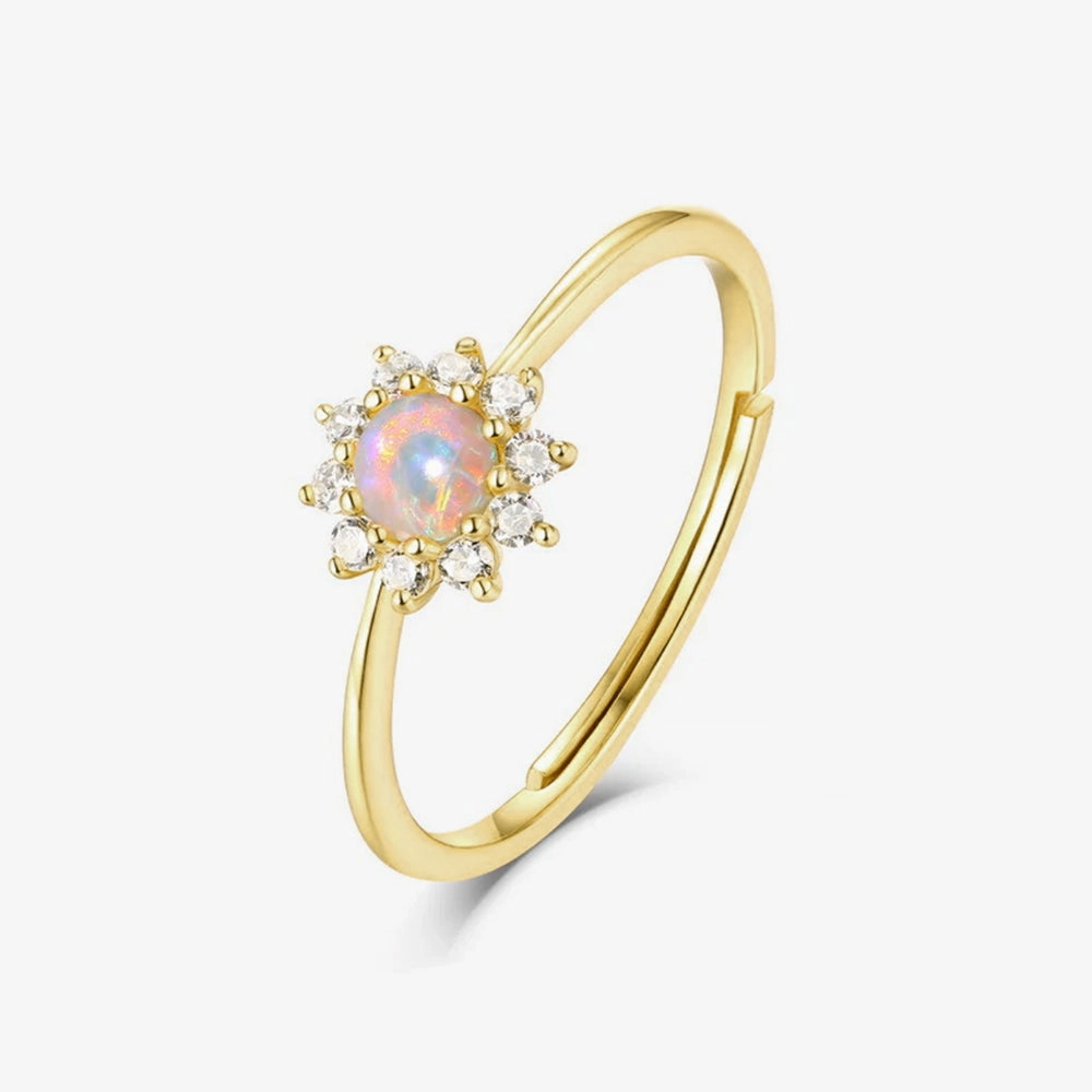 Sunflower Opal Open Ring Layered Look