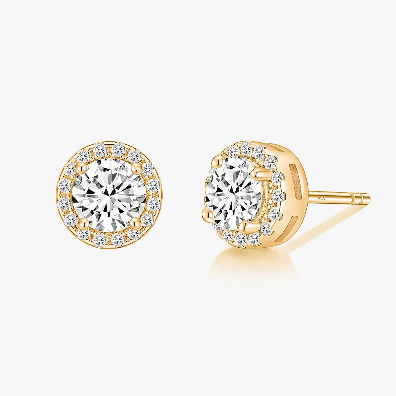 Distinctive Detailing Charming Pieces 925 Sterling Silver Round Cut Solitaire Stud Earrings