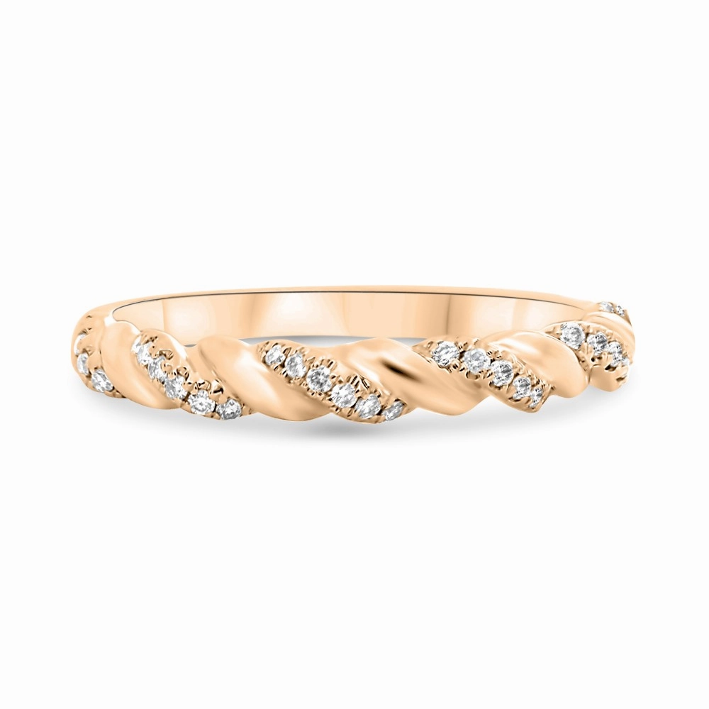 Textured Finish Twisted Diamond Wedding Band