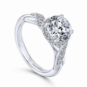 Weekend Look Twisted Halo Round Diamond Ring .13 Cttw 14K White Gold 198A