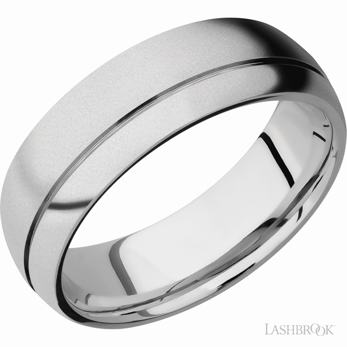 Cobalt Chrome Off-Set Grooved Wedding Band 7mm Wide Economical Ornament