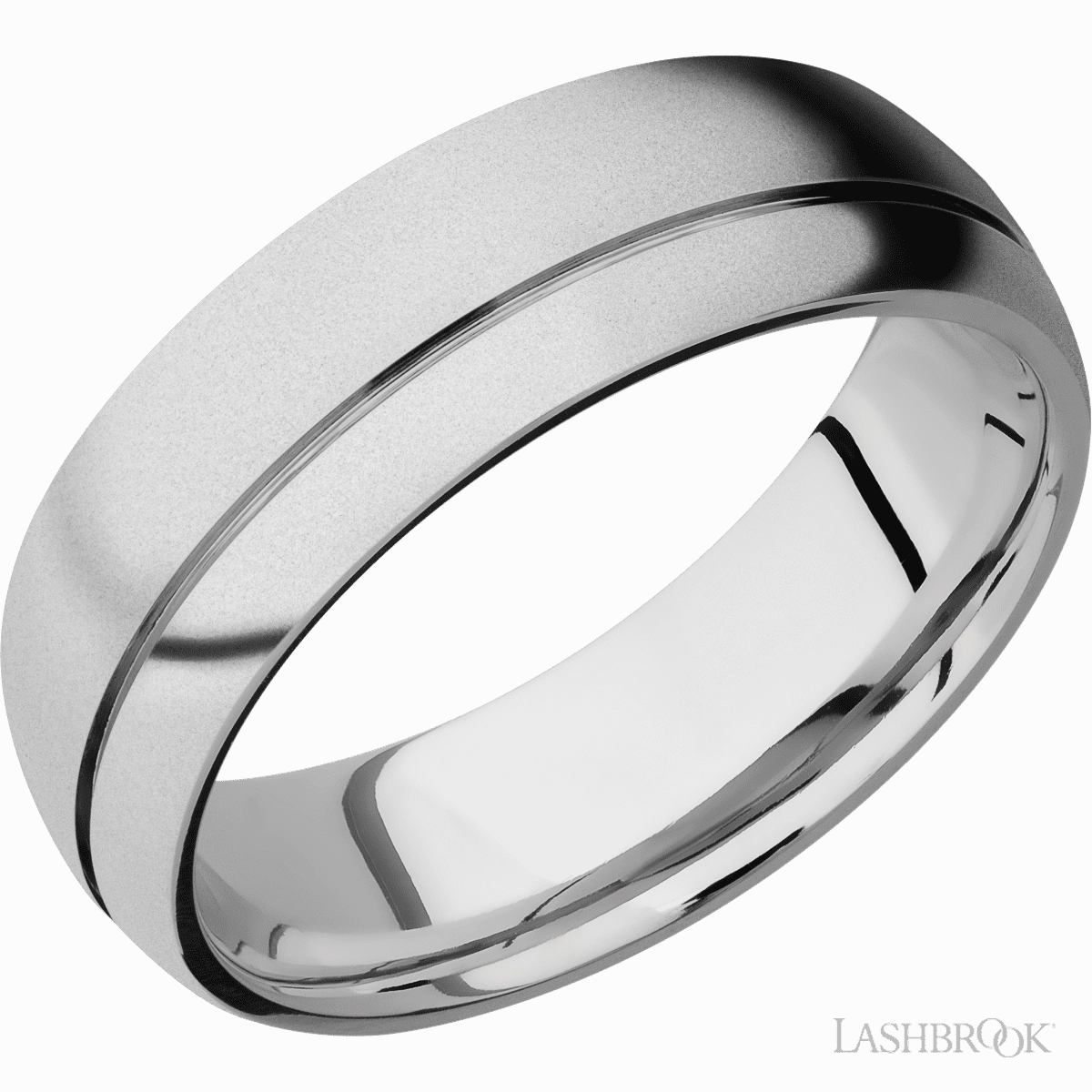Cobalt Chrome Off-Set Grooved Wedding Band 7mm Wide Luxury Line Ornate Ornament