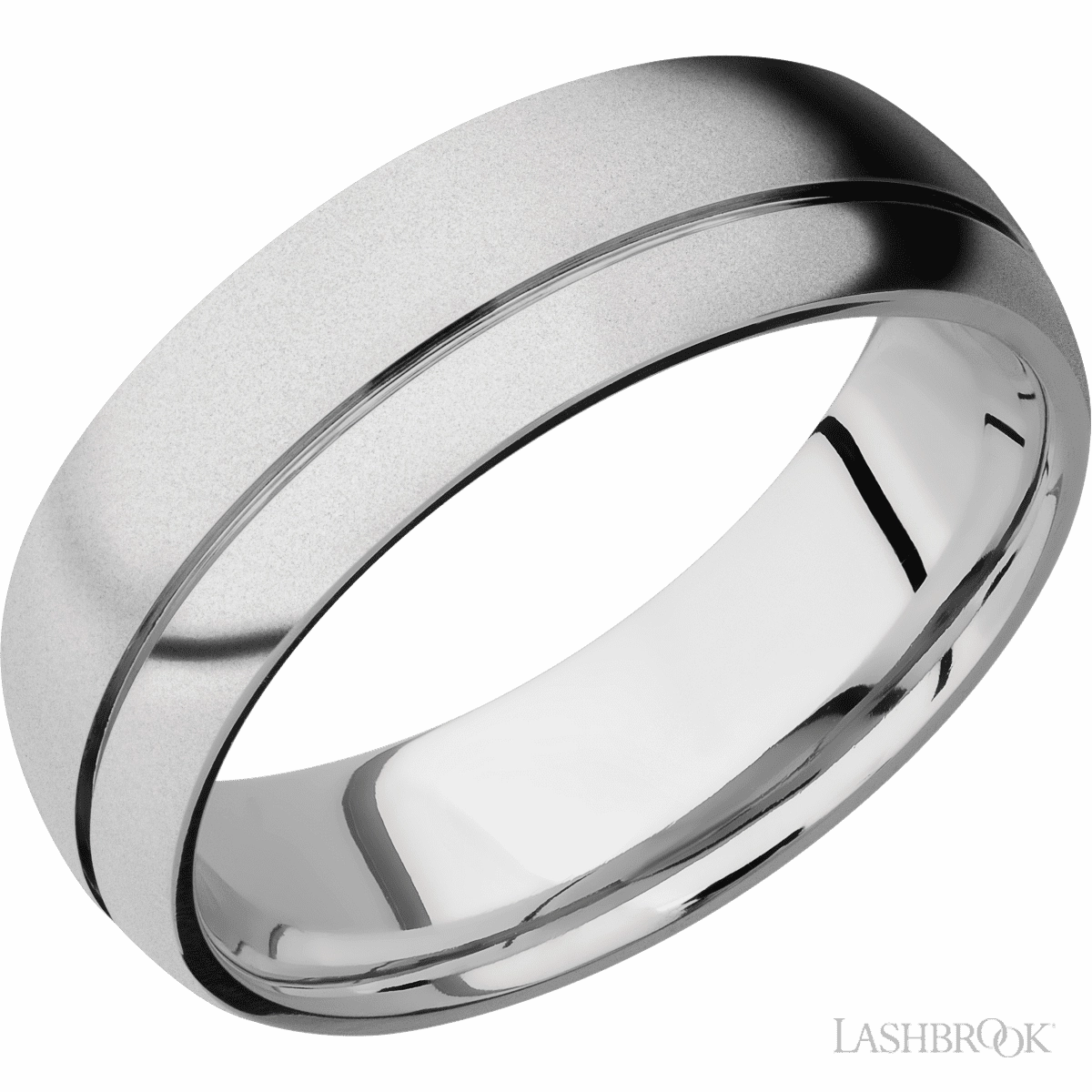 Cobalt Chrome Off-Set Grooved Wedding Band 7mm Wide Lightweight Embellishment Elegant Contour