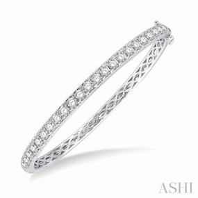 3 Ctw Round Cut Diamond Bangle in 14K White Gold Memorable Composites