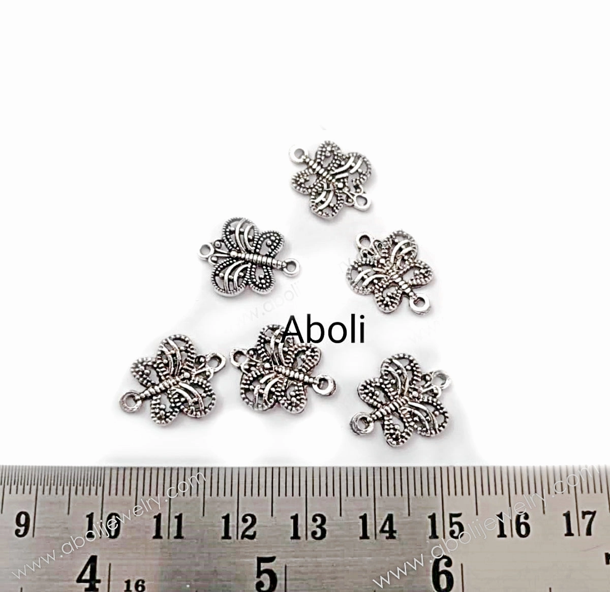 Silver butterfly charm connector butterflies CHMS53 5 charms Refined Choice Shine Appeal