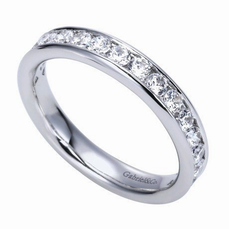 Traditional Token Channel Set Diamond Band .75 Cttw 14K White Gold