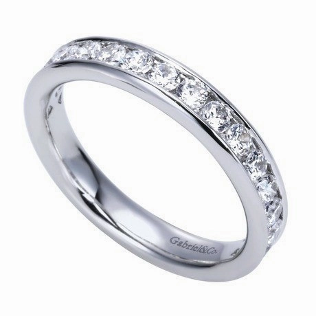 Channel Set Diamond Band .75 Cttw 14K White Gold Joyful Gift Simple Elegance