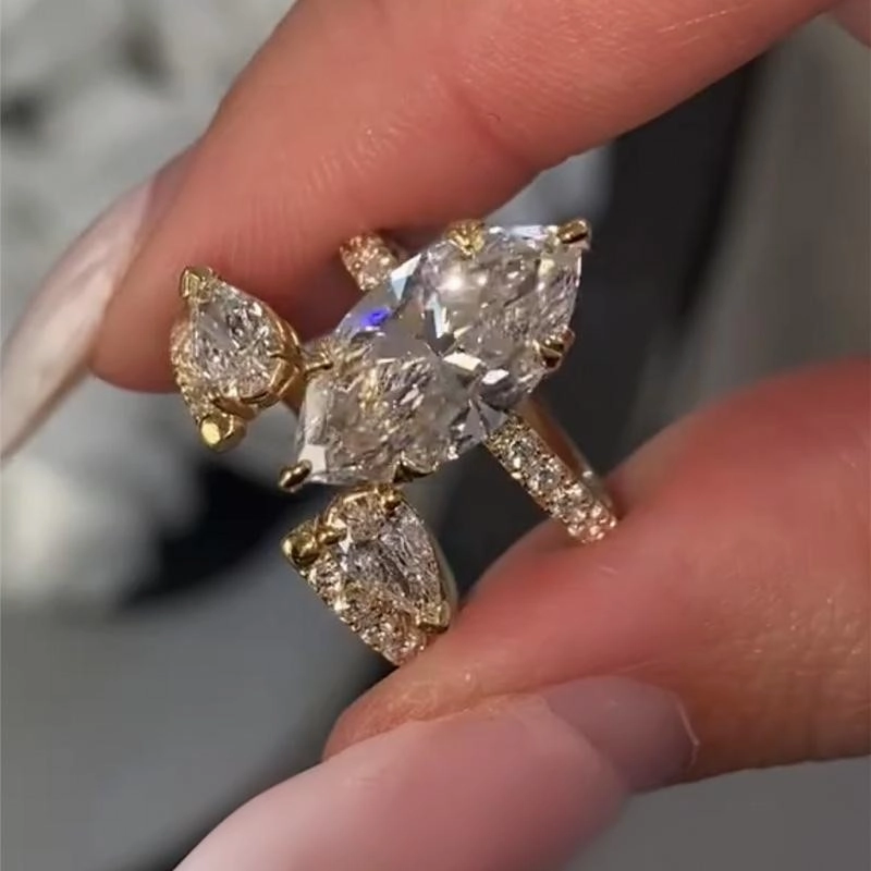 Unique 4.0Ct Marquise Cut Insert Wedding Ring Set For Women In Sterling Silver Luxe Lookbook Lustrous Finish