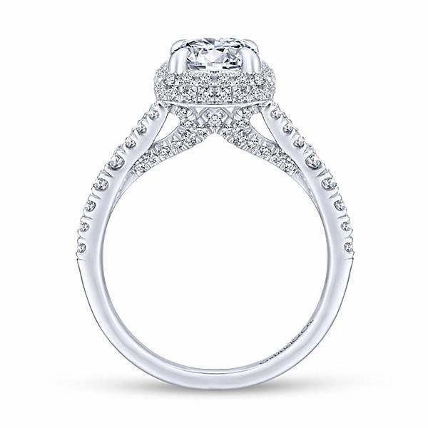 Double Cushion Split Shank Diamond Ring .79Cttw 14K Gold Rounded Corner Premium Style