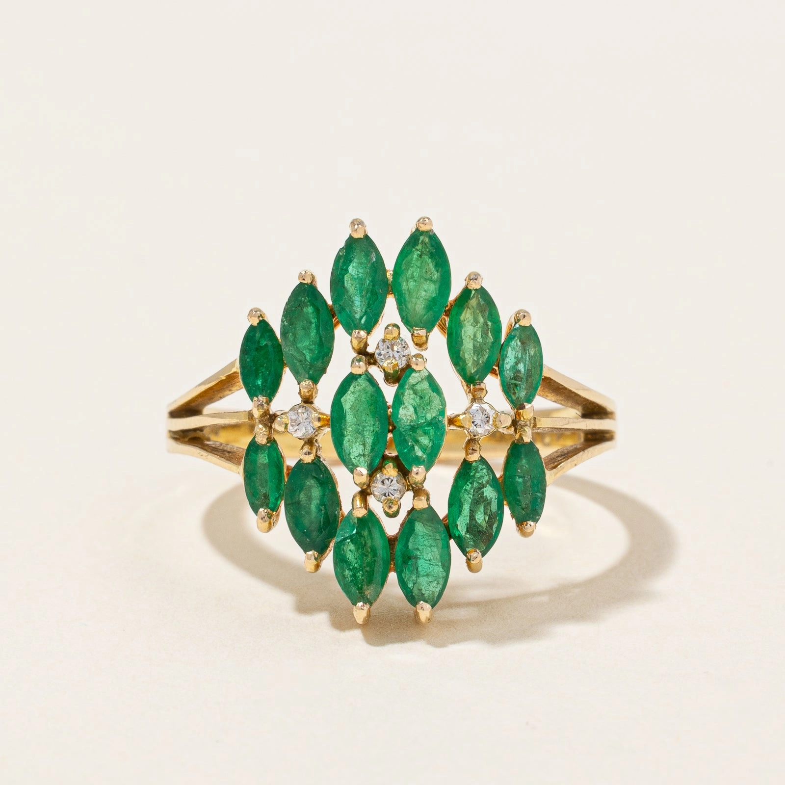 Casual Shine Exclusive Appeal Emerald & Diamond Cocktail Ring | 0.75ctw, 0.04ctw | SZ 7 |
