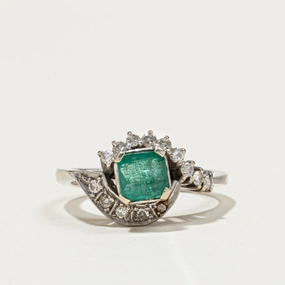 Captivating Accent Exclusive Look Beryl & Diamond Ring | 0.82ct, 0.23ctw | SZ 5.75