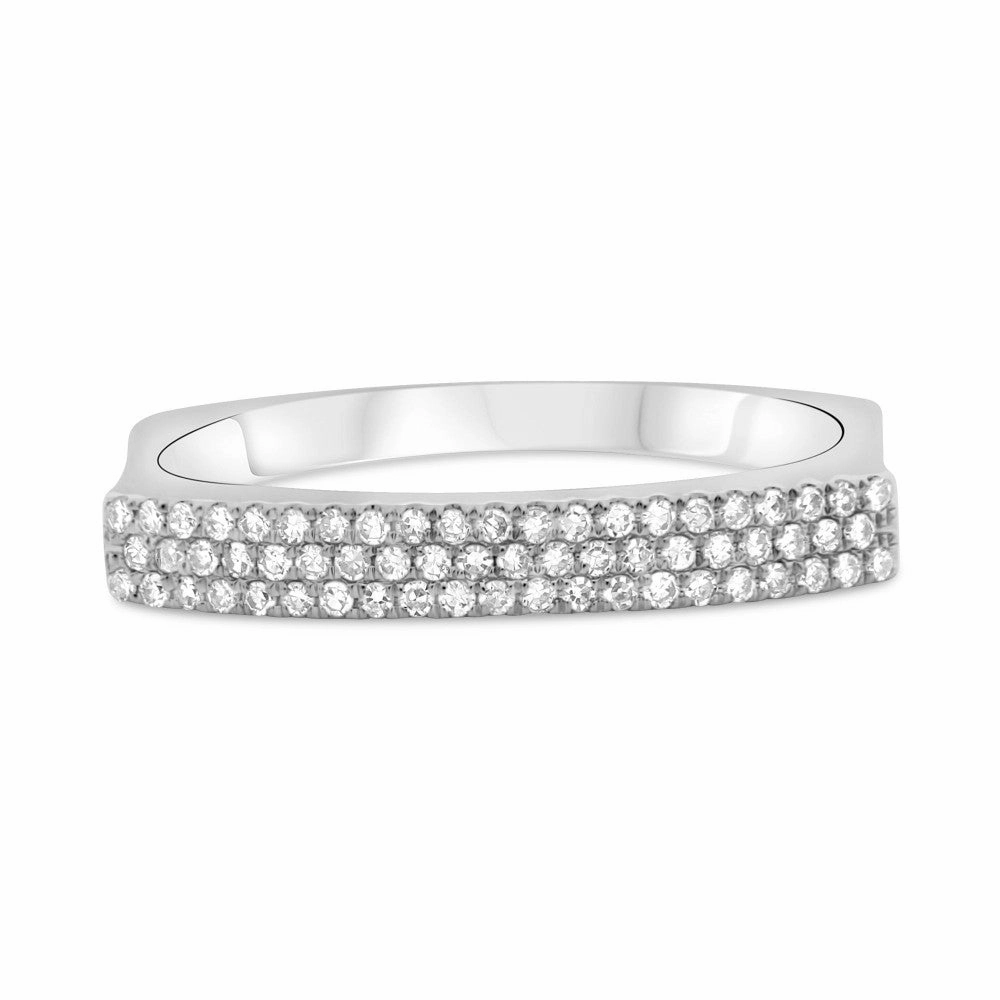 Lightweight Symbol Three Row Indented Diamond Band