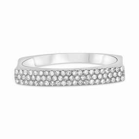 Lightweight Symbol Three Row Indented Diamond Band