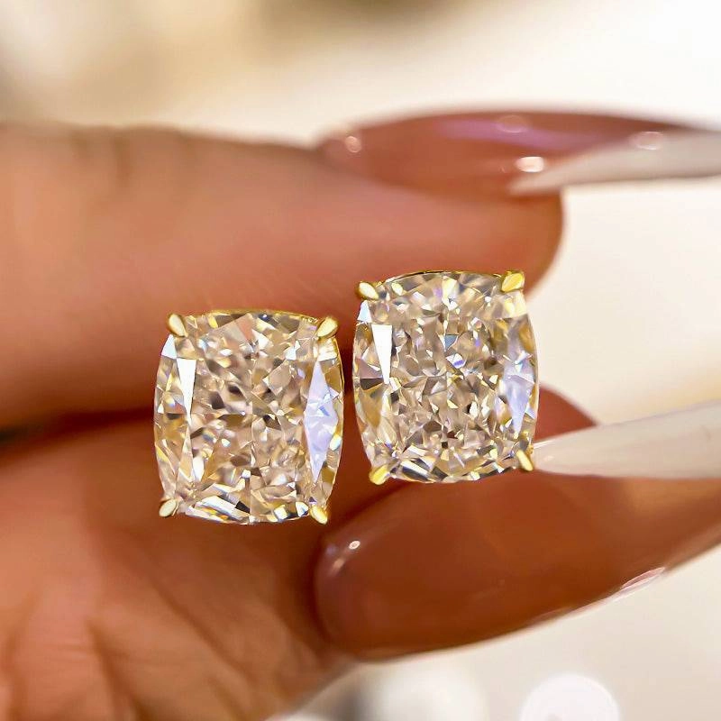 Pretty Touch muted tone 2.0Ct Classic Cushion Cut Women's Stud Earrings In Sterling Silver