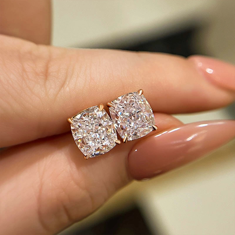 2.0Ct Classic Cushion Cut Women's Stud Earrings In Sterling Silver Mature Style