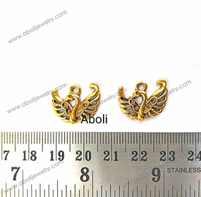Golden peacock Charm nature bird theme ethnic CHMG19 2 charms Iconic Appeal