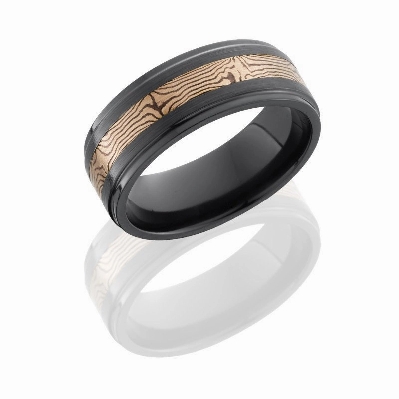 Mokume Gane Rose Gold Wedding Band Black Zirconium 8mm Wide Romantic Gesture Made to order